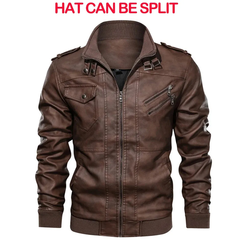 Men's Leather Jackets Autumn Casual Motorcycle PU Jacket Biker Leather Coats