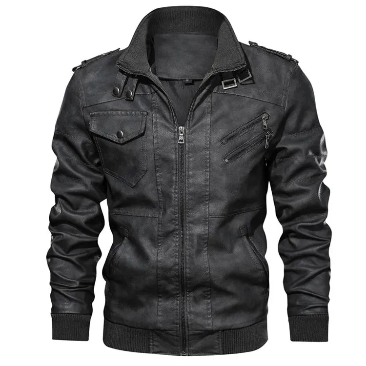 Men's Leather Jackets Autumn Casual Motorcycle PU Jacket Biker Leather Coats