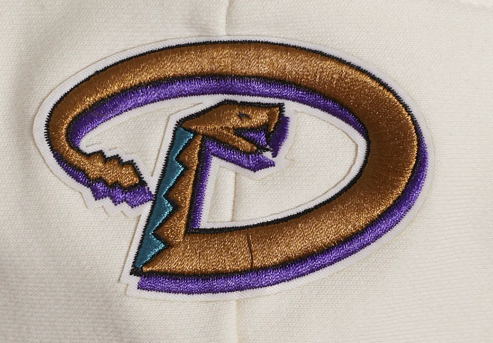 MLB ARIZONA DIAMONDBACKS RETRO CLASSIC WOMEN'S RIB CROPPED PO HOODIE (EGGSHELL/ PURPLE)
