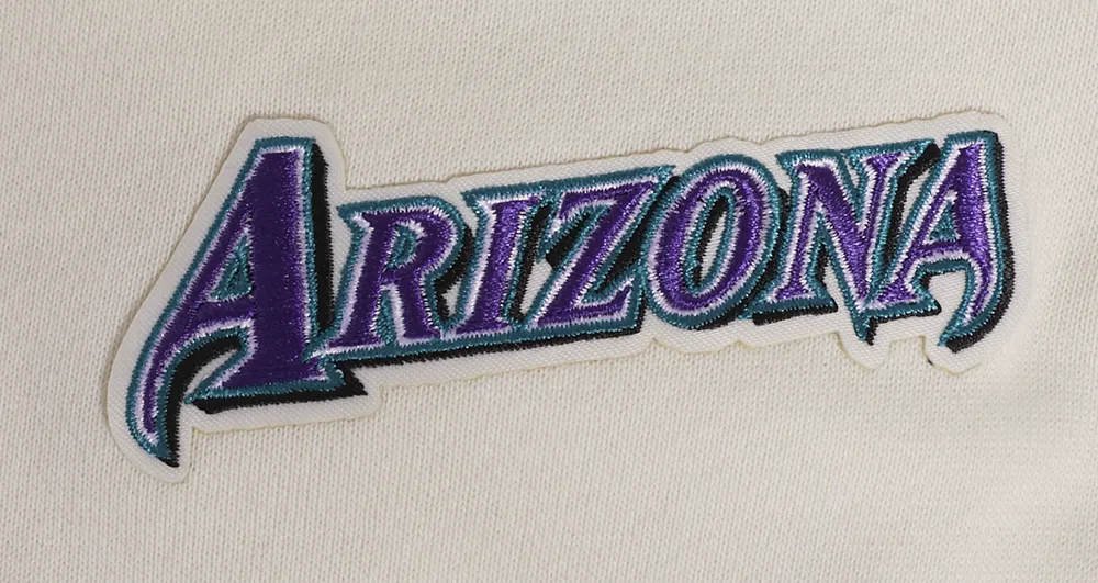 MLB ARIZONA DIAMONDBACKS RETRO CLASSIC WOMEN'S RIB CROPPED PO HOODIE (EGGSHELL/ PURPLE)