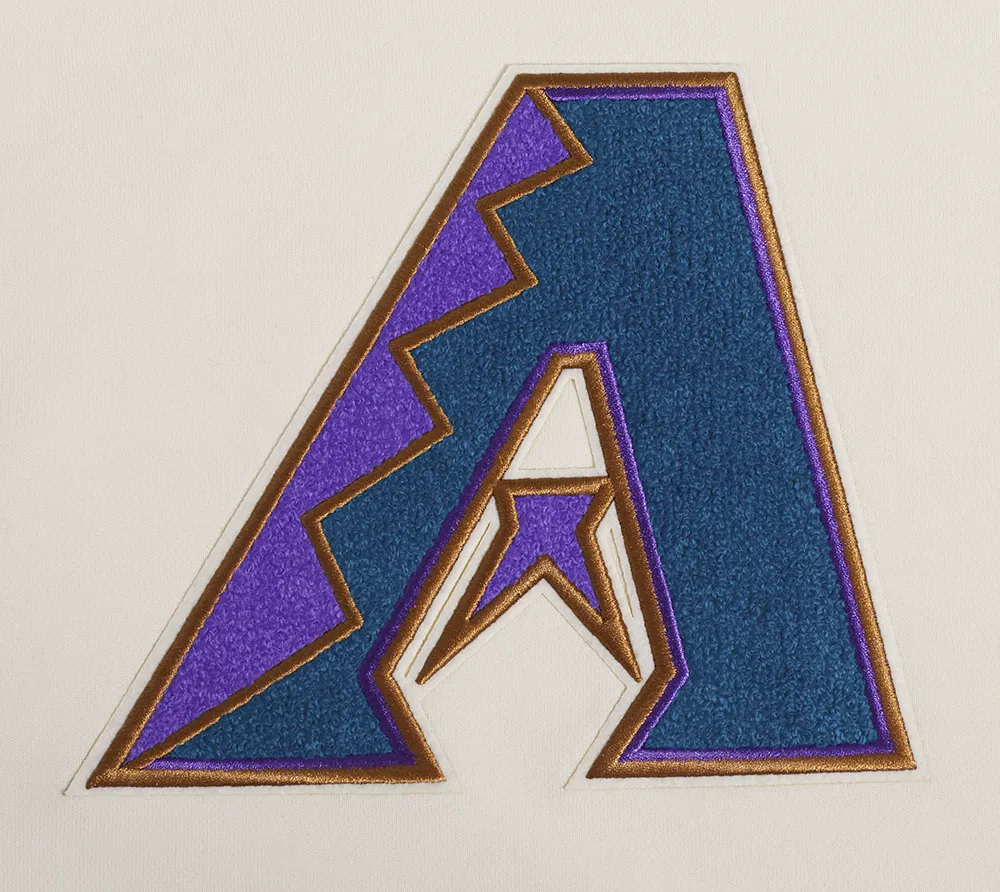 MLB ARIZONA DIAMONDBACKS RETRO CLASSIC WOMEN'S RIB CROPPED PO HOODIE (EGGSHELL/ PURPLE)