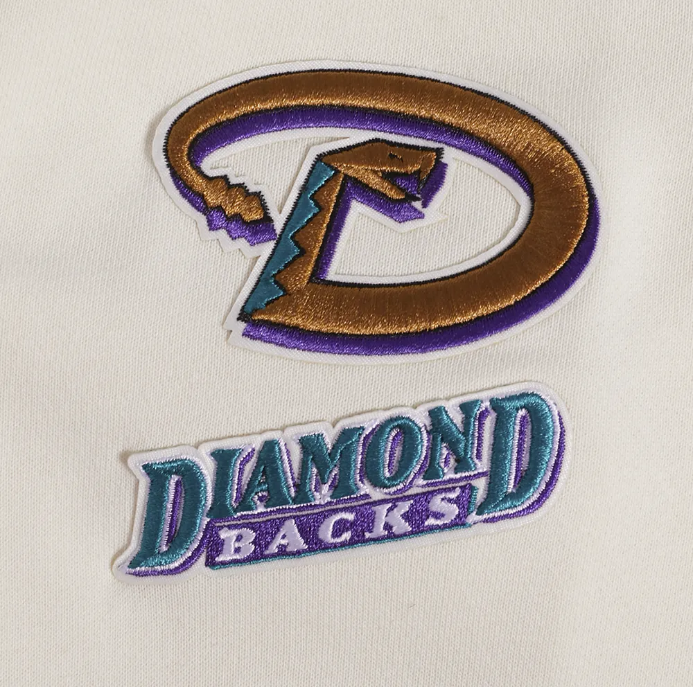 MLB ARIZONA DIAMONDBACKS RETRO CLASSIC WOMEN'S RIB CROPPED PO HOODIE (EGGSHELL/ PURPLE)