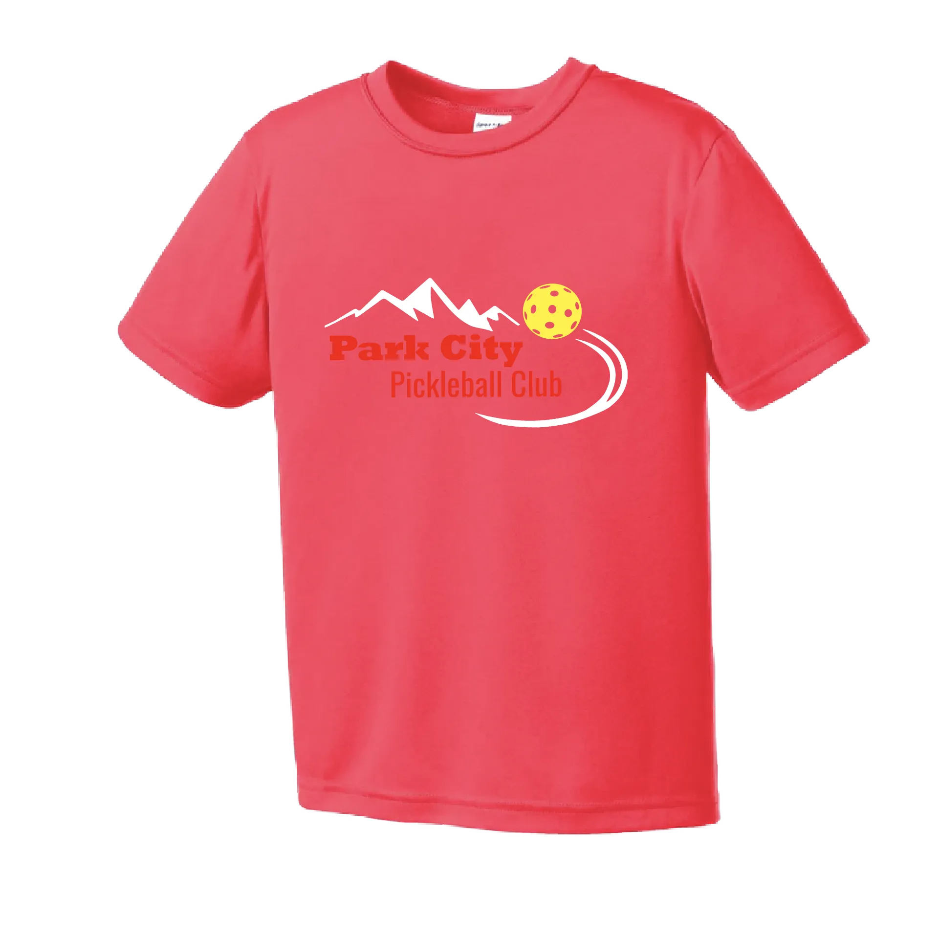 Park City Pickleball Club (Red Words) | Youth Short Sleeve Atheletic Shirt | 100% Polyester