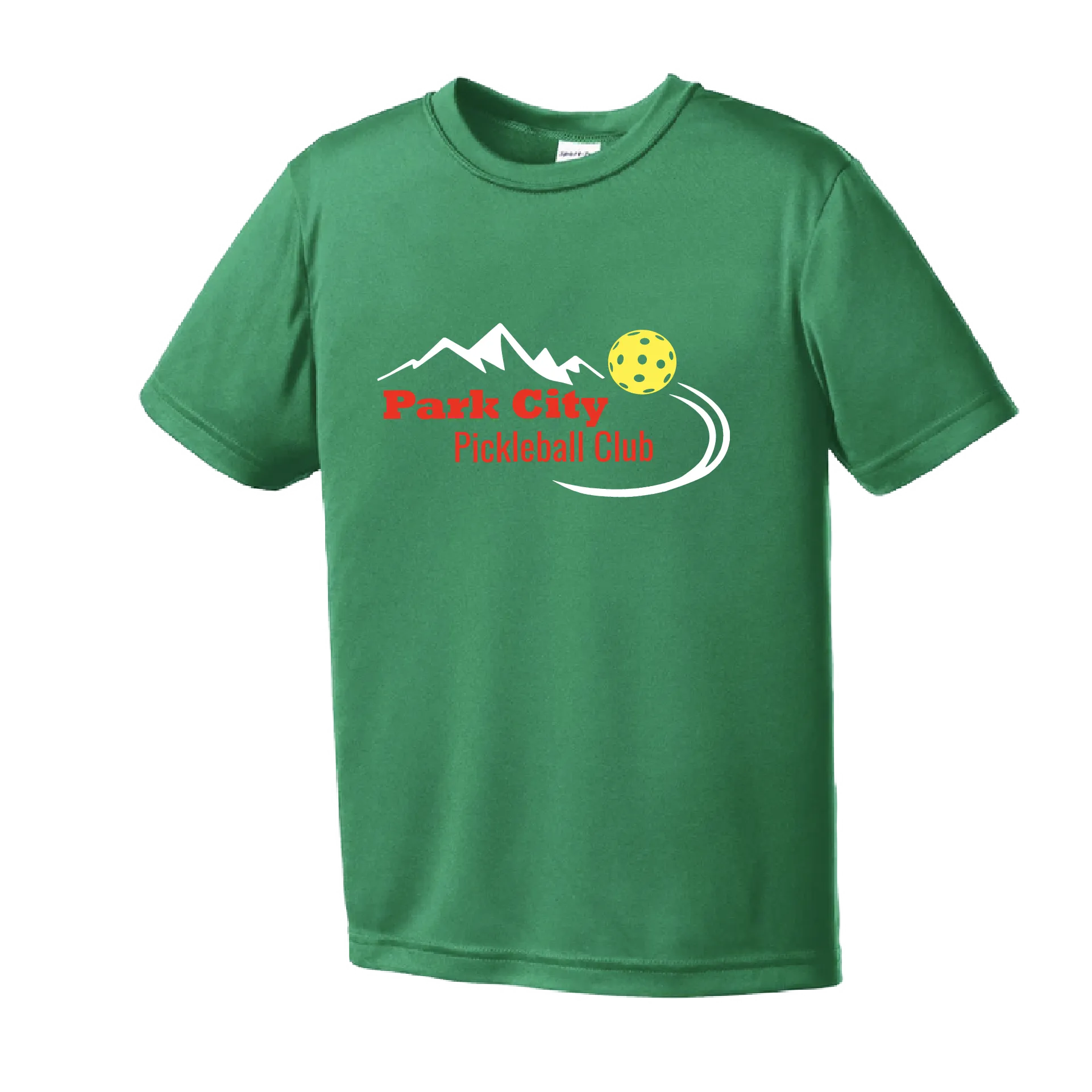 Park City Pickleball Club (Red Words) | Youth Short Sleeve Atheletic Shirt | 100% Polyester