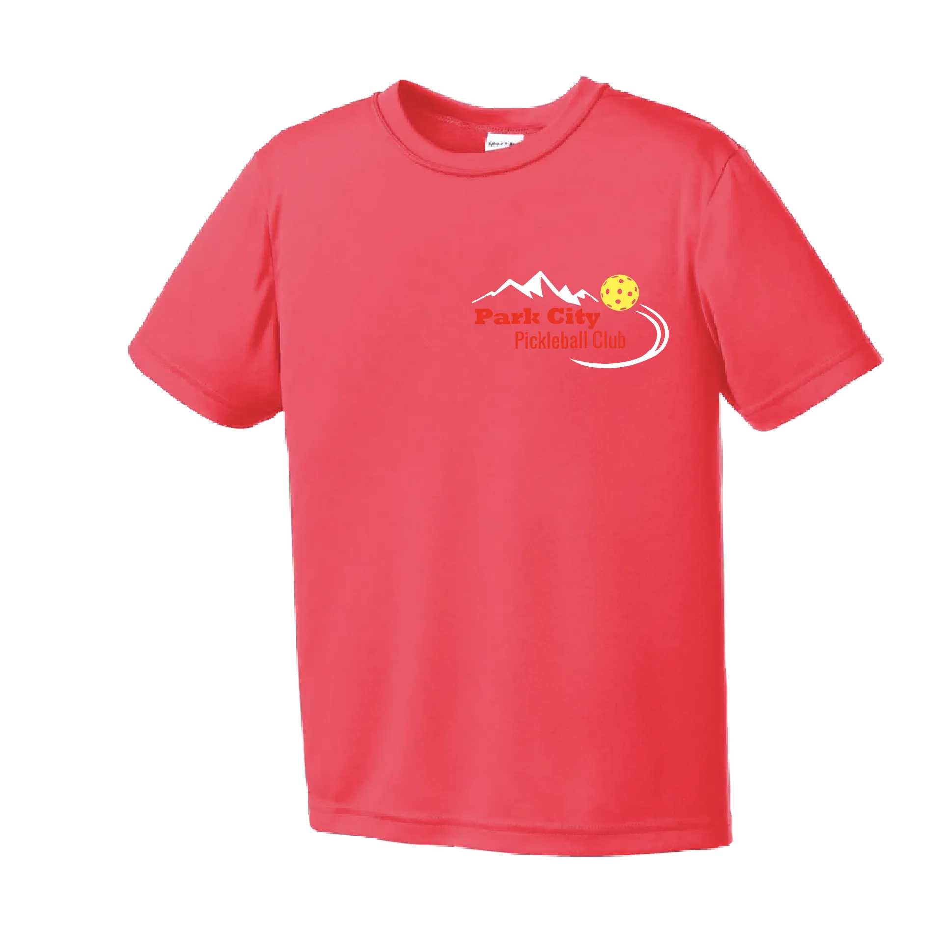 Park City Pickleball Club (Red Words) | Youth Short Sleeve Atheletic Shirt | 100% Polyester
