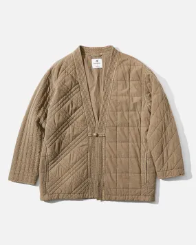 Cozy Brown Patchwork Quilted Noragi Jacket for Stylish Layering