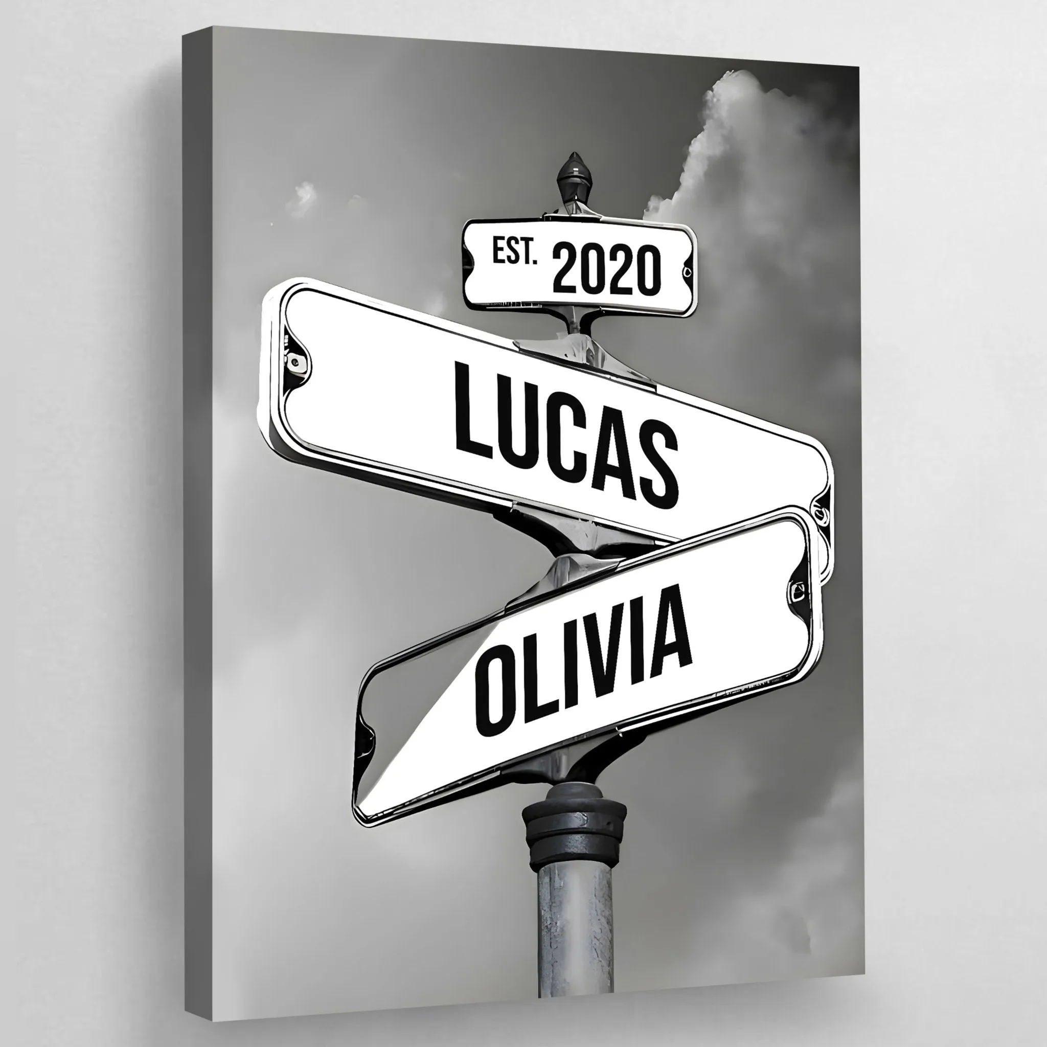 Personalized Canvas Vintage Street Sign For Couples
