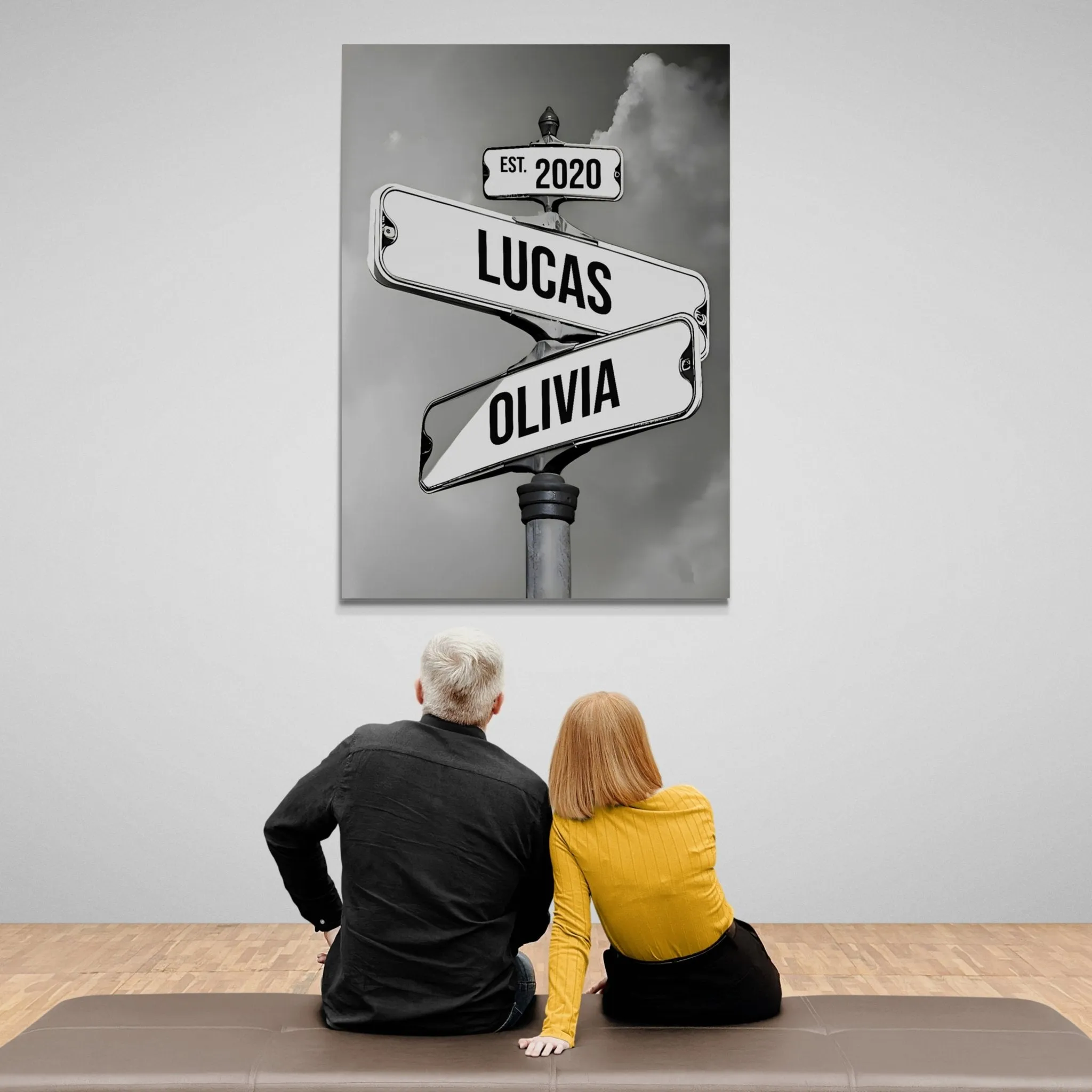 Personalized Canvas Vintage Street Sign For Couples