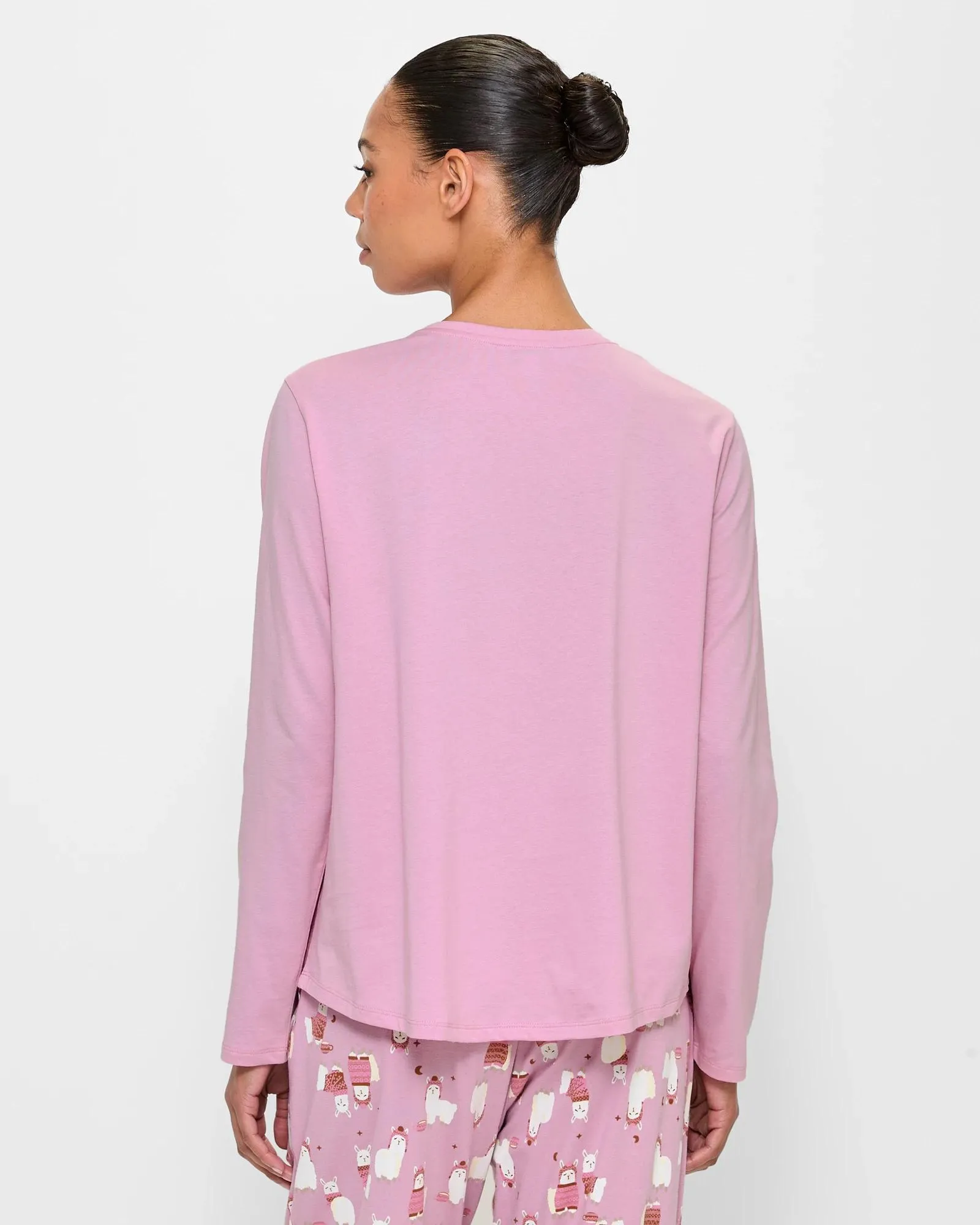 popular  Print Jersey Sleep Top - Pink Llama