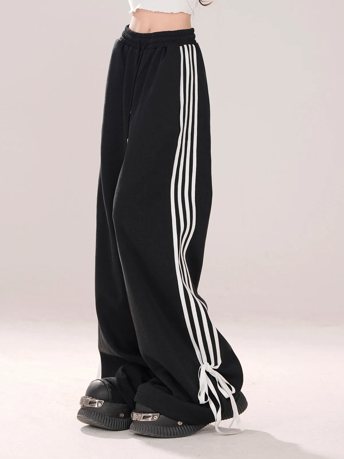 Ribbon Design Pants Street Drawstring American Casual