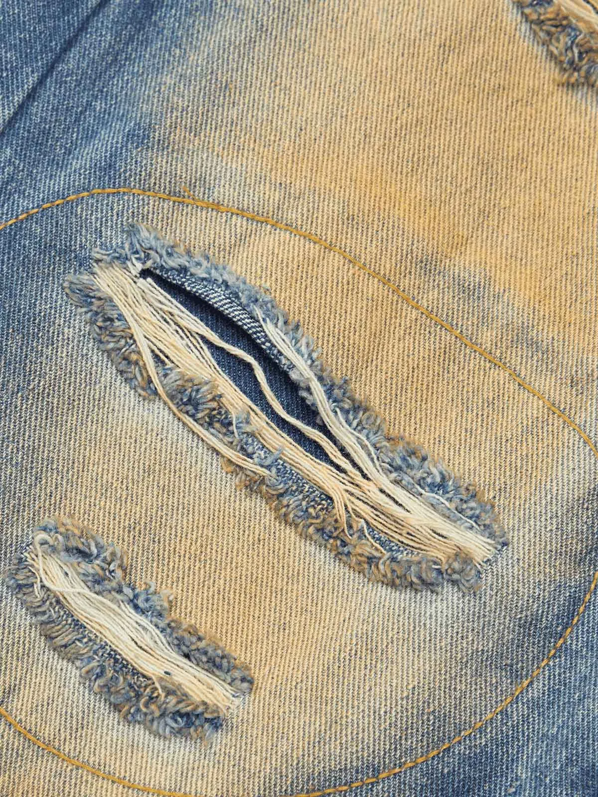 Sneakerhill High Street Washed Spray Paint Ripped Jeans