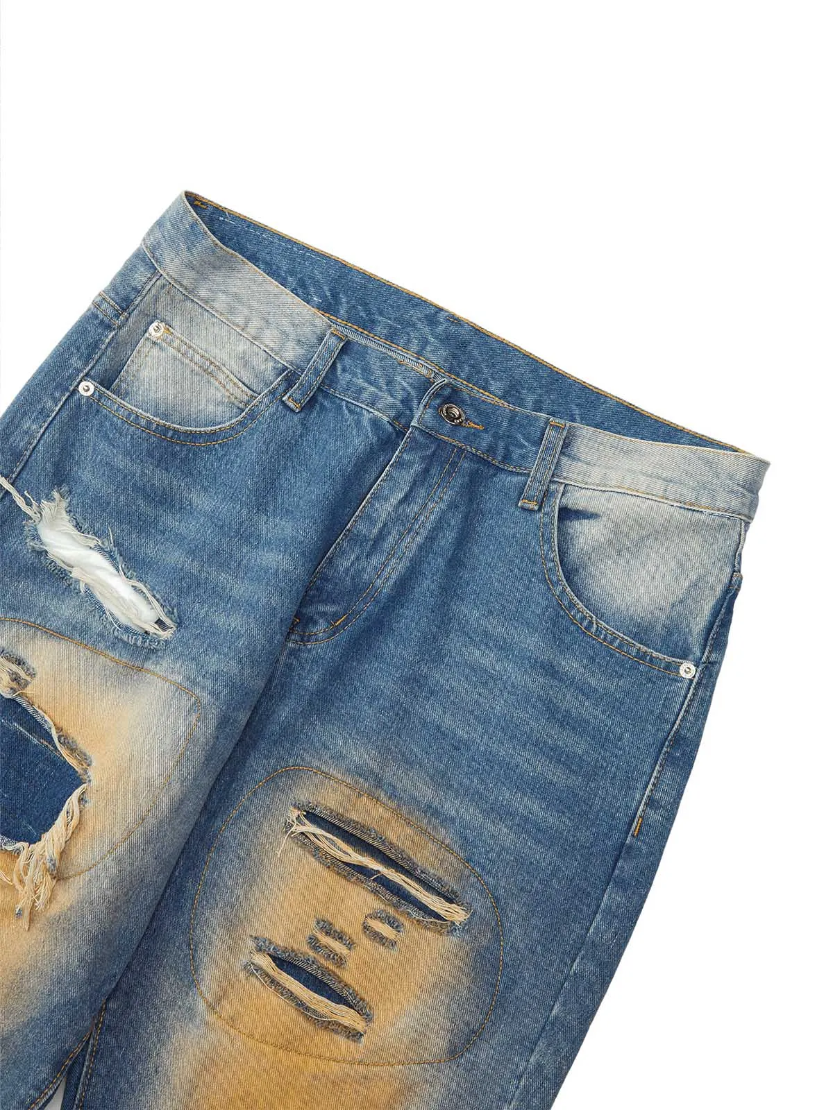 Sneakerhill High Street Washed Spray Paint Ripped Jeans