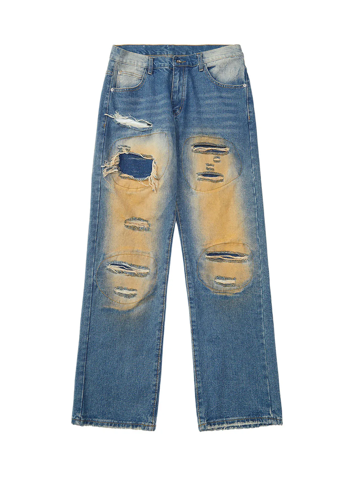 Sneakerhill High Street Washed Spray Paint Ripped Jeans