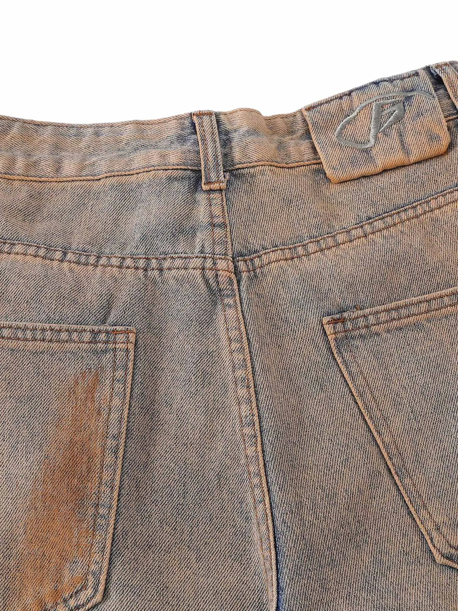 Sneakerhill Retro Ripped Washed Patina Street Hip-Hop Jeans