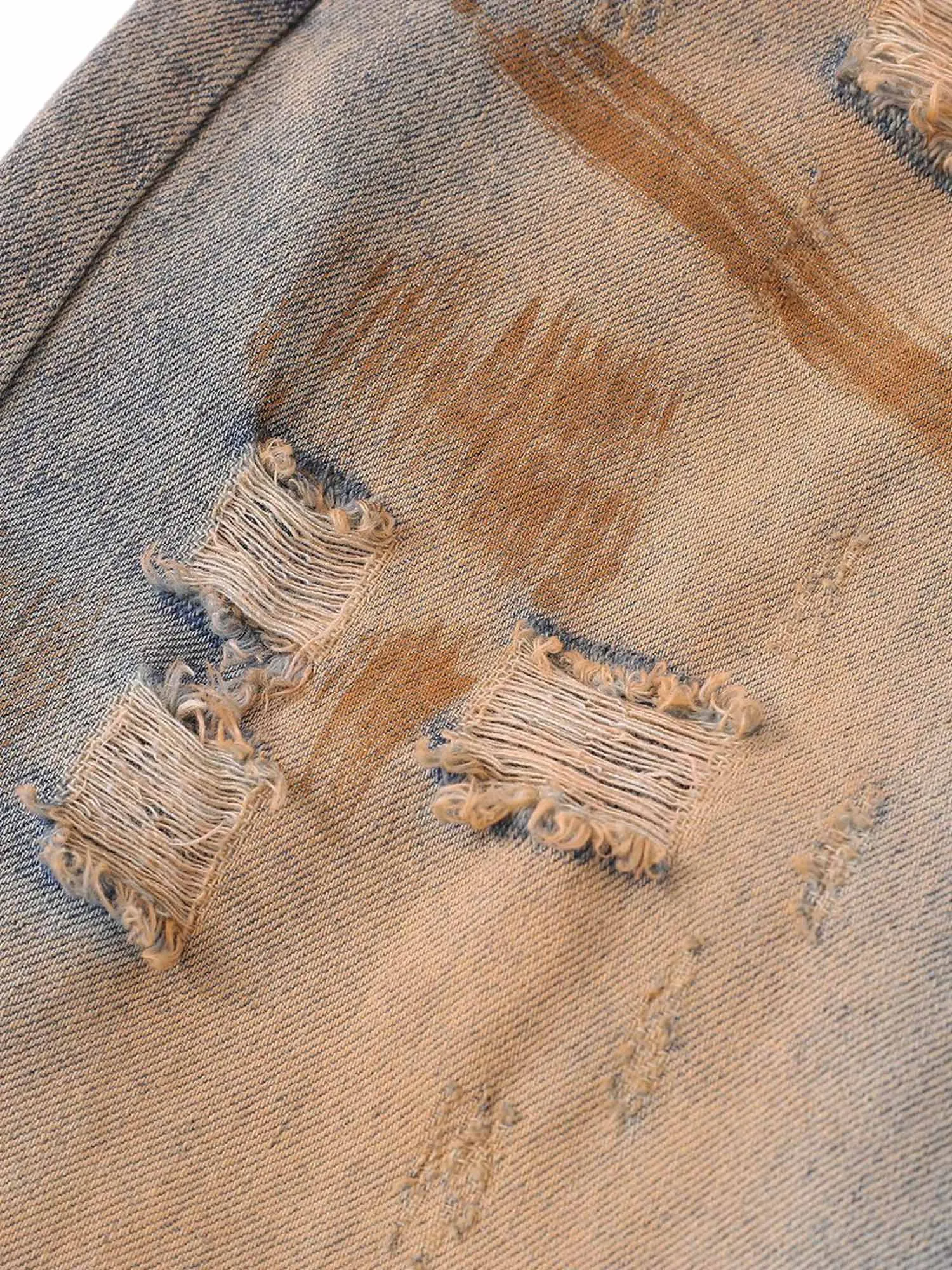 Sneakerhill Retro Ripped Washed Patina Street Hip-Hop Jeans