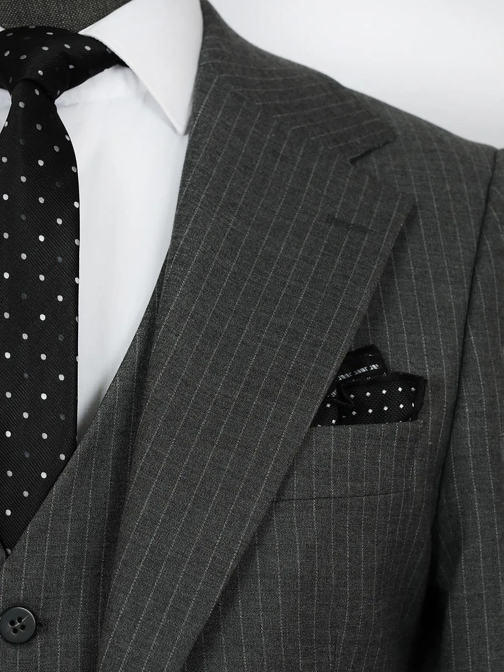 Stripe Charcoal Black Bespoke Men Suit Tailored