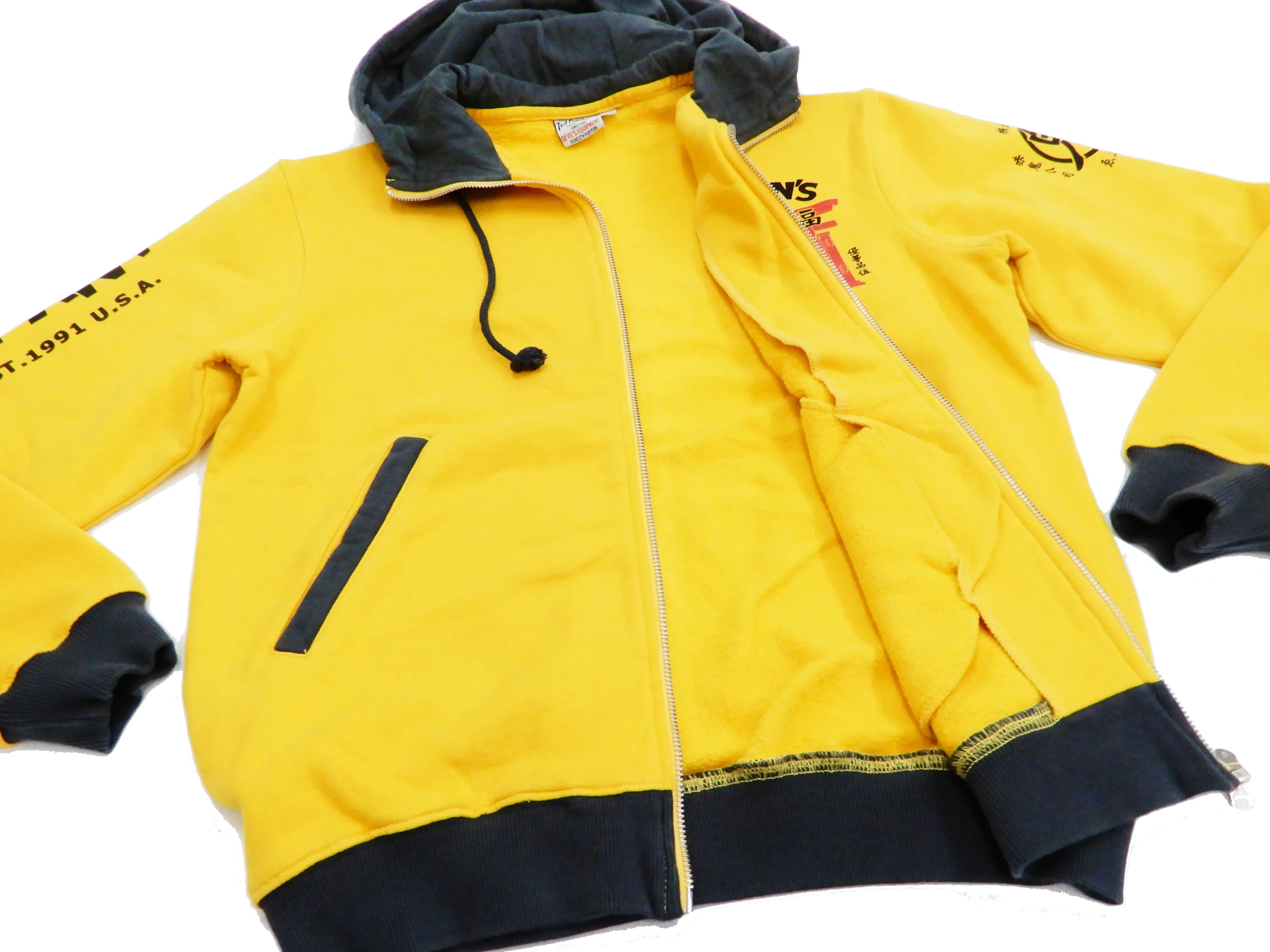 Tedman Hoodie Men's Casual Full Zip Hoodie Zip-Up Printed Hooded Sweatshirt TDSP-149 Yellow