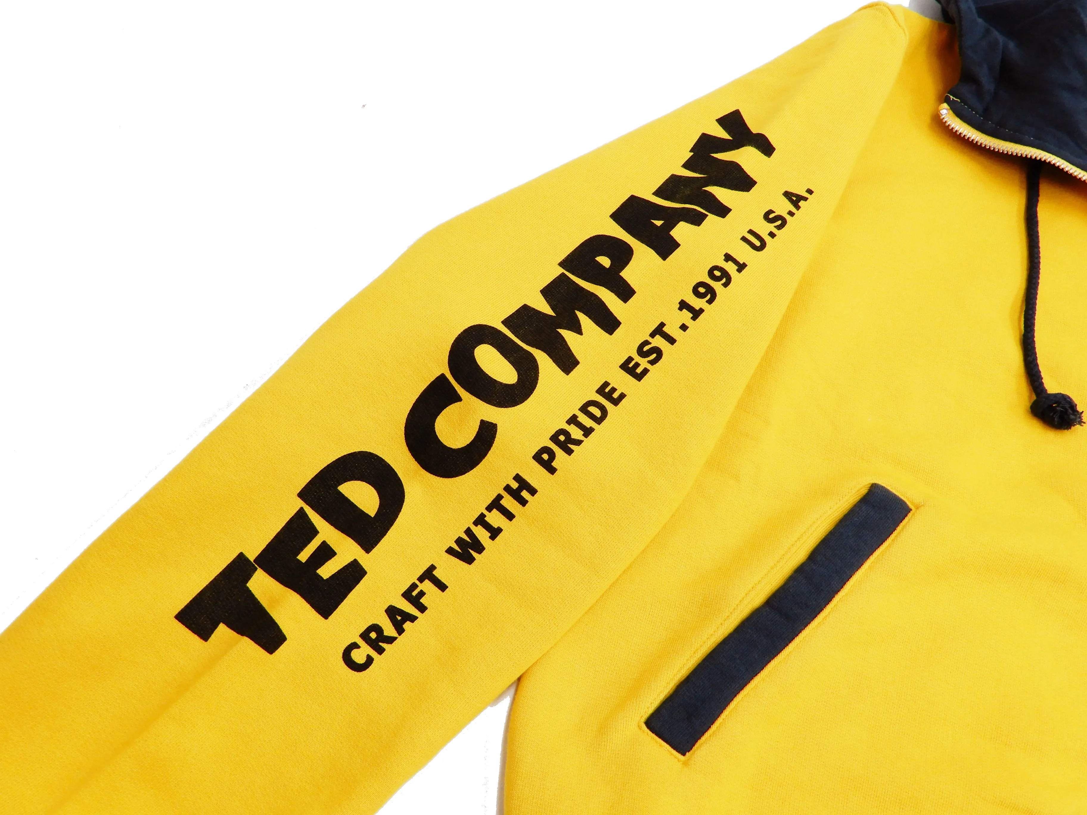 Tedman Hoodie Men's Casual Full Zip Hoodie Zip-Up Printed Hooded Sweatshirt TDSP-149 Yellow