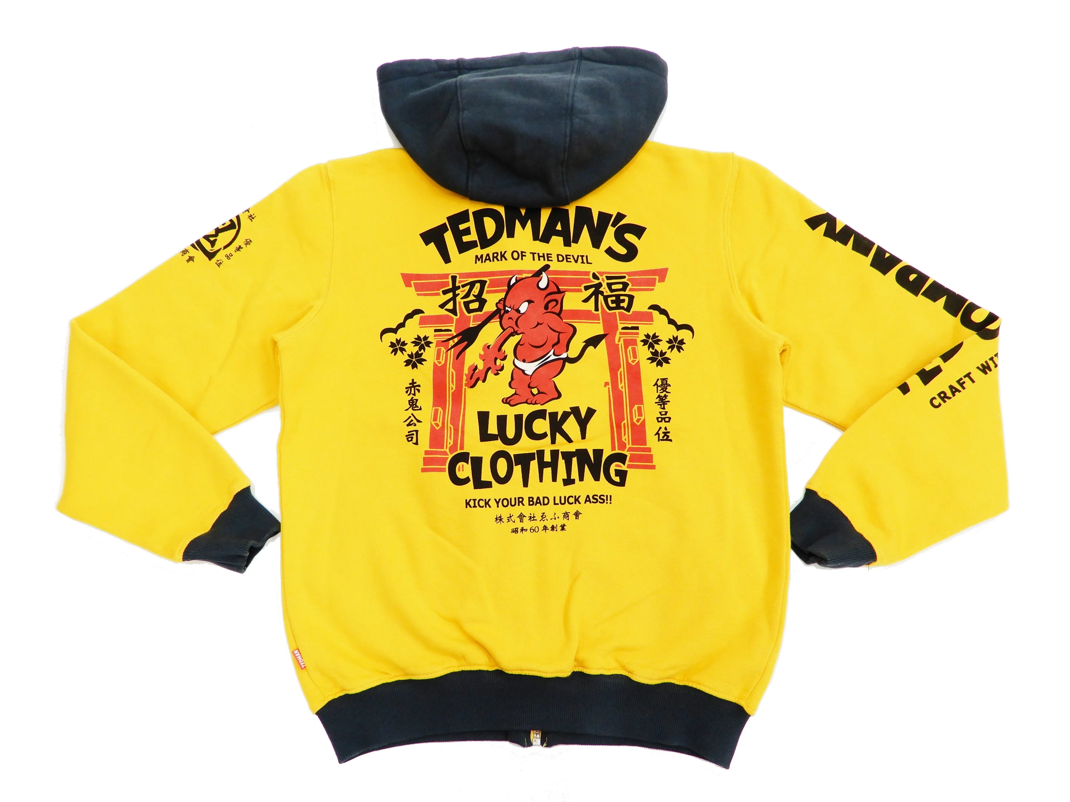 Tedman Hoodie Men's Casual Full Zip Hoodie Zip-Up Printed Hooded Sweatshirt TDSP-149 Yellow