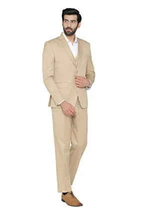 WINTAGE Men's Regular Fit 3-Piece Suit (3pc1210color9s44_Beige_44)